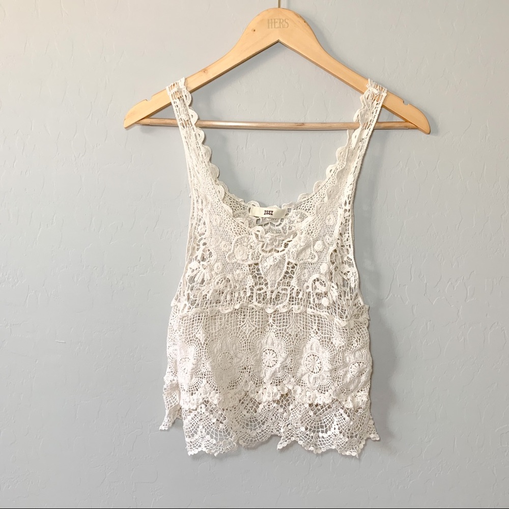 ISSI Cream crochet tunic size S